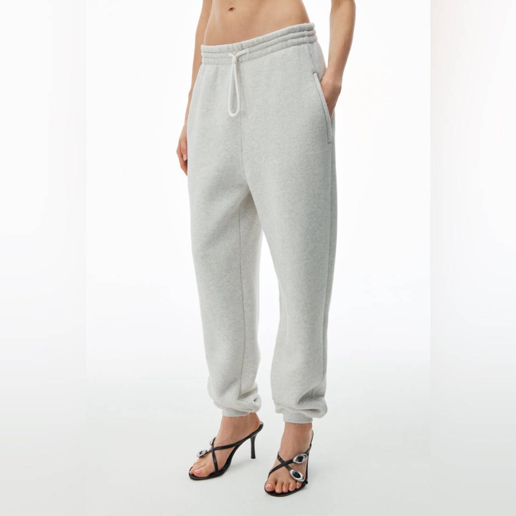 Alexander Wang Dense Fleece Sweatpants Heather Oatmeal Gray Xs
